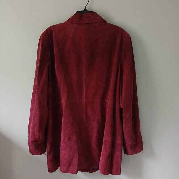 Dennis Basso Women's Size XL 100% Leather Suede Turnkey Jacket Lined Wine Red - Picture 15 of 16
